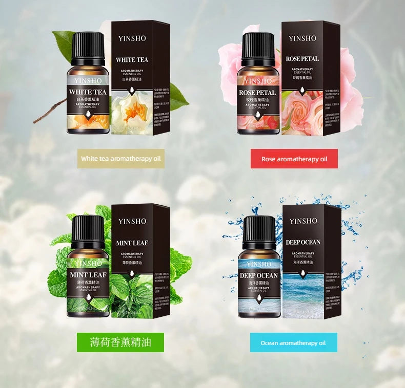 17 Düfte 10ml Ätherische Öle – Für Aroma-Diffusor und Luftbefeuchter, wasserlöslich, mit Lavendel, Rose, Eukalyptus, weißem Pfirsich, Oolong und mehr